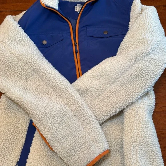 Duluth Women's Sherpa Full Zip Jacket Blue Cream Size Medium - Picture 6 of 9